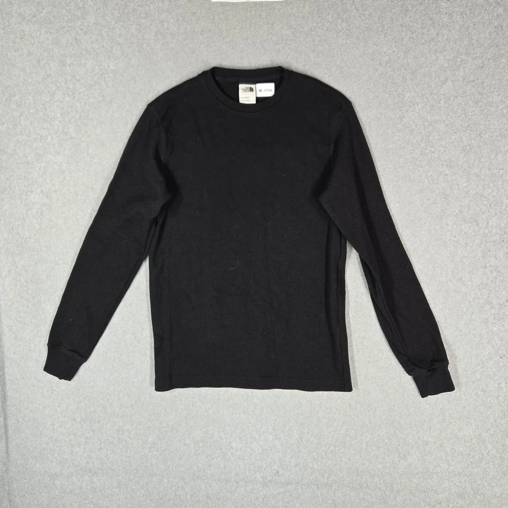 The North Face Men Shirt S Black Thermal Shirt Logo Long Sleeve